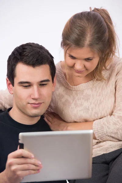 Young couple with tablet-pc — Stock Photo, Image
