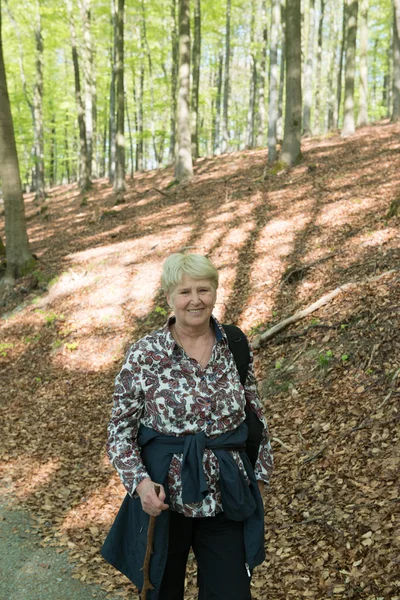 Donna anziana a piedi — Foto Stock