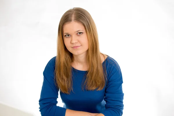 Frau in blau — Stockfoto