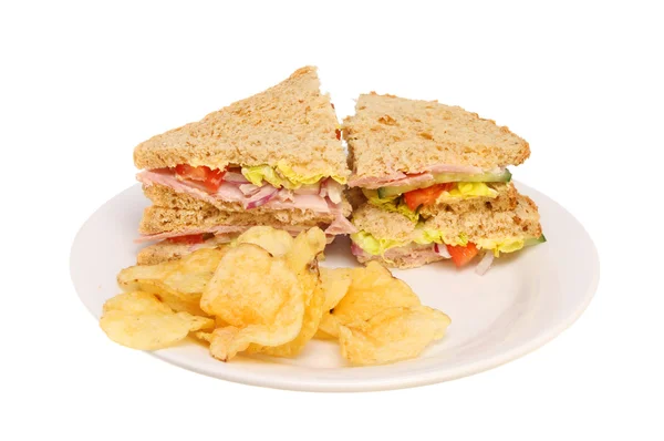 Sandwich and crisps — Stock Photo, Image