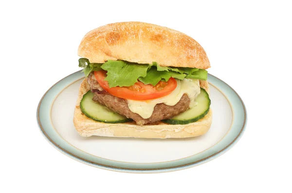 Burger on a plate — Stock Photo, Image