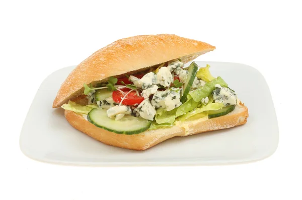 Blue cheese and salad roll — Stock Photo, Image