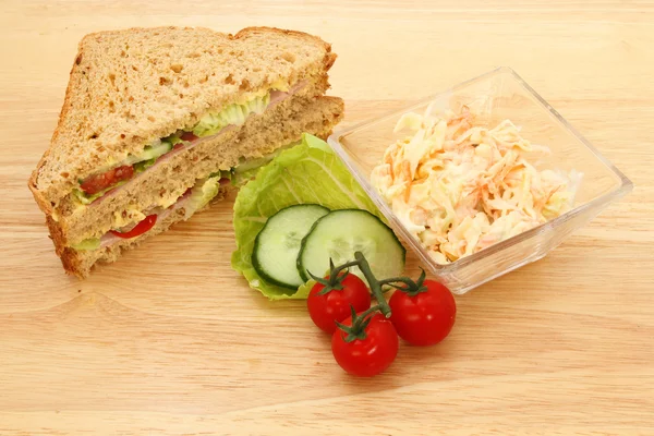 Sandwich, salad and coleslaw — Stock Photo, Image