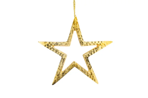 Gold Star Christmas Decoration Isolated White — Stock Photo, Image