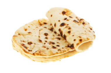 Yunan tarzı düz ekmekler beyaza karşı izole