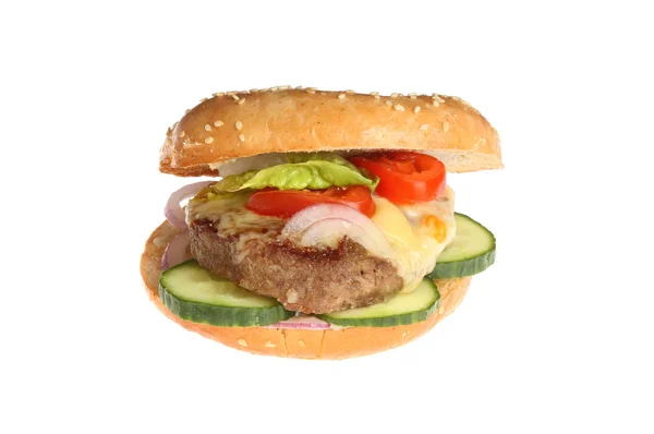 Cheese burger with salad — Stock Photo, Image