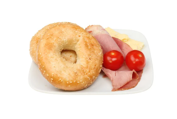 Bagels and ingredients — Stock Photo, Image