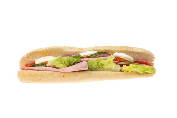 Baguette avec salade, jambon — Photo