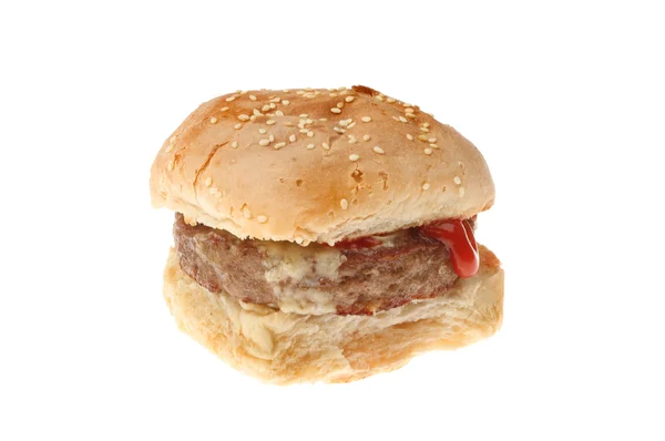 Hamburger met tomatenketchup — Stockfoto