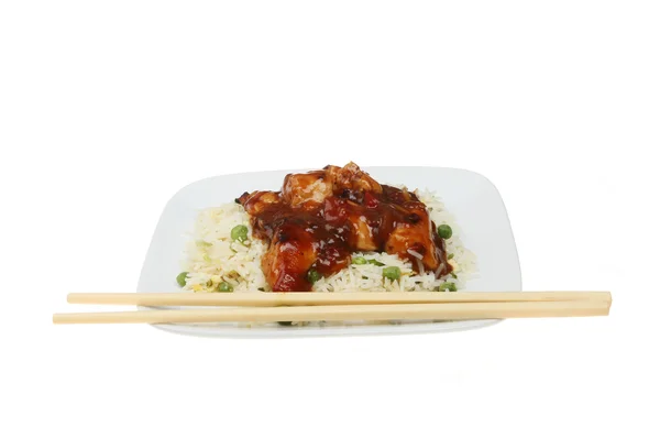 Black bean sauce and egg rice — Stock Photo, Image