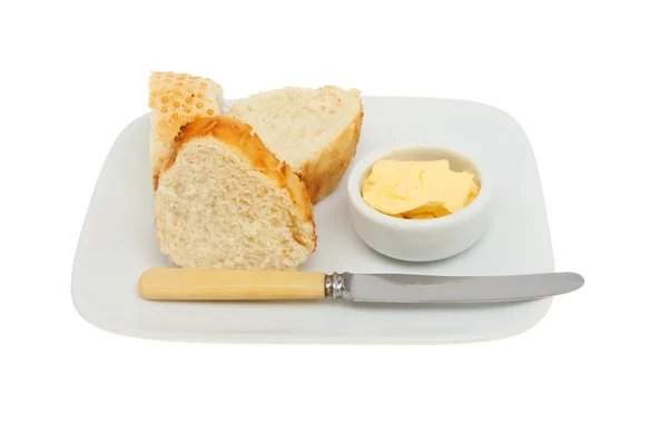 Crusty bread and butter — Stock Photo, Image