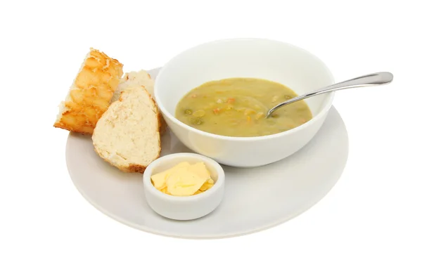 Soup and bread — Stock Photo, Image