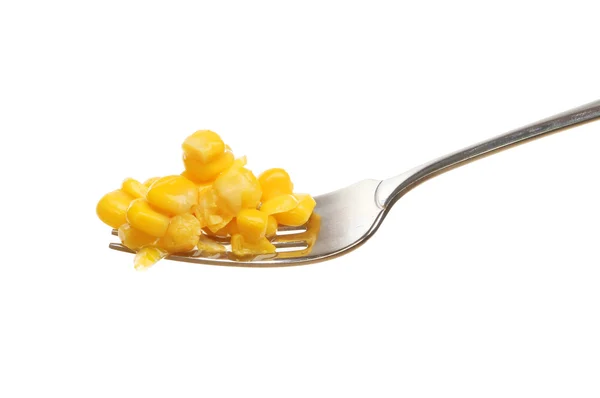 Sweet corn on fork — Stock Photo, Image