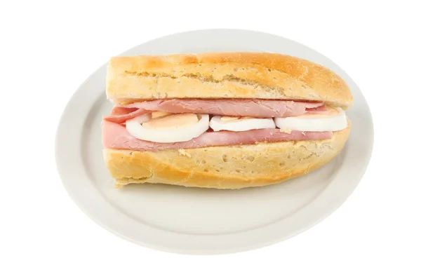 Ham and egg baguette — Stock Photo, Image