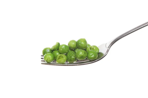 Peas on a fork — Stock Photo, Image