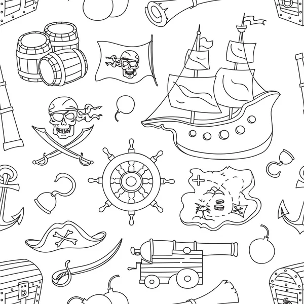 Motivo Doodle insieme di pirati — Vettoriale Stock