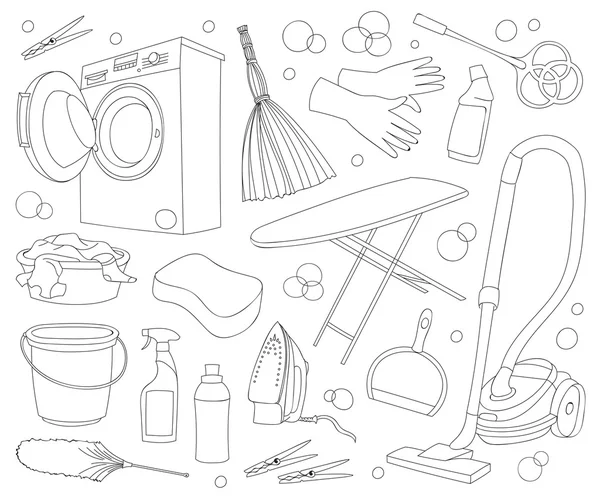 Doodle vector conjunto de limpieza — Vector de stock