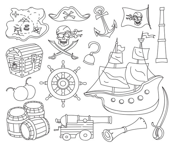 Doodle vector set of pirates