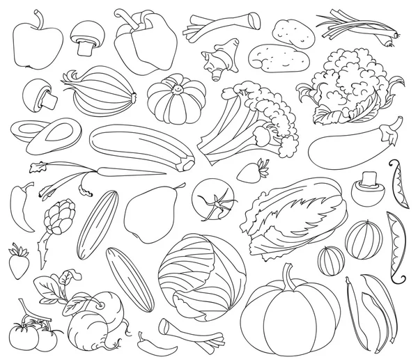Doodle vetor conjunto de legumes — Vetor de Stock