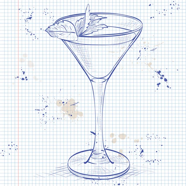 Cocktail alcoholische Stinger op een laptop pagina — Stockvector