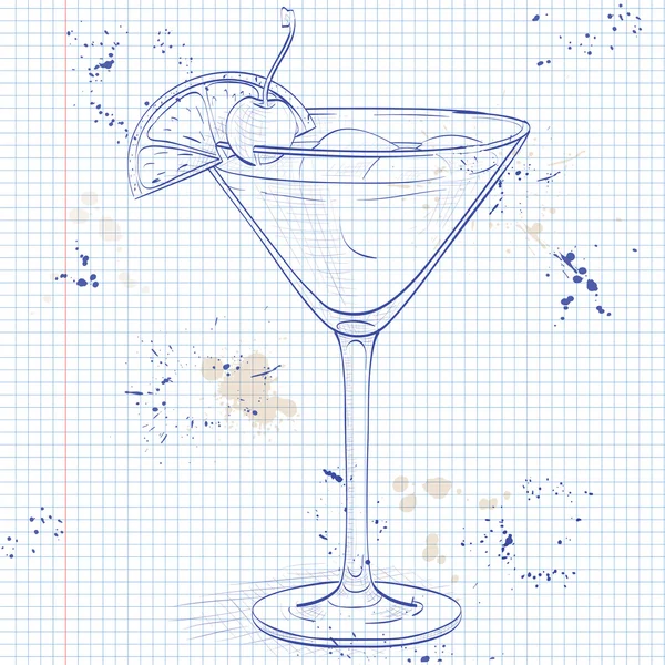 Cocktail Whiskey sour op een laptop pagina — Stockvector