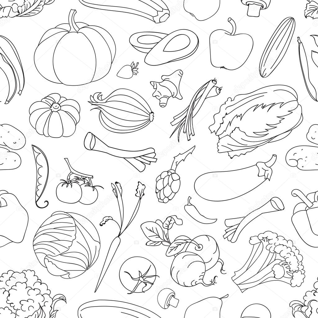 Doodle pattern of vegetables