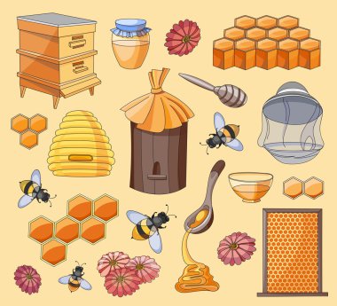 Tatlım küme. Tasarım arı kovanı taslak öğeleri ile.