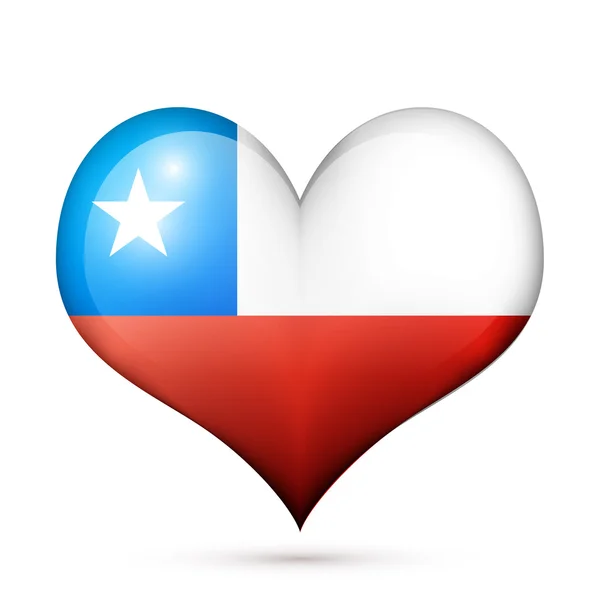 Het pictogram van de vlag van Chili hart — Stockvector