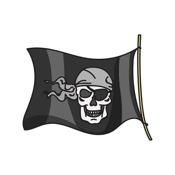 Agitant drapeau pirate joyeux roger — Image vectorielle