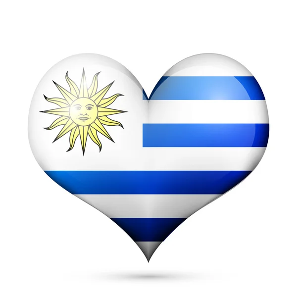 Het pictogram van de vlag van Uruguay hart — Stockvector