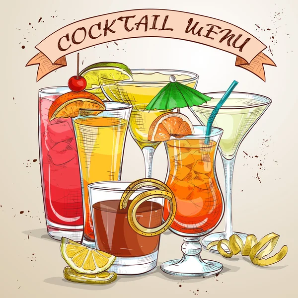 Nouvelle ère Boissons Menu cocktail — Image vectorielle