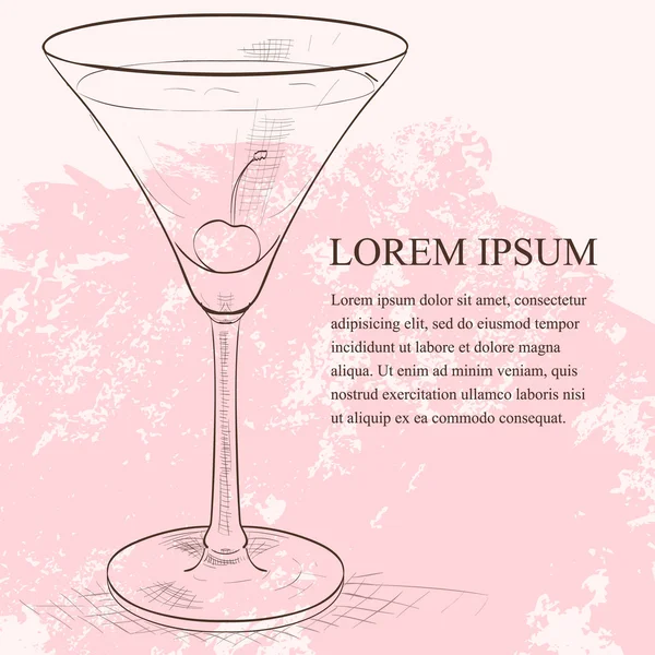 Alkoholhaltiga cocktail Rose skisser — Stock vektor