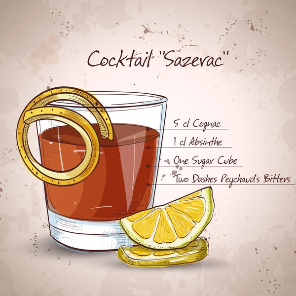 Cocktail classico di sazerac — Vettoriale Stock