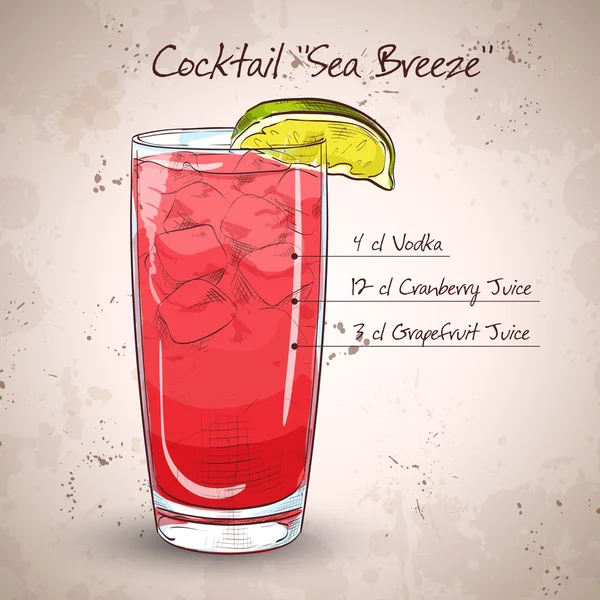 Cocktail Sea Breeze — Stock Vector