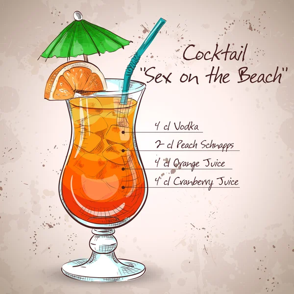 Sex on the Beach mixed drink — Stock Vector
