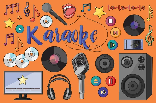 Thema van karaoke — Stockvector