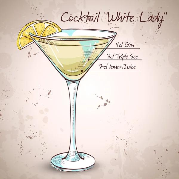 Beyaz Bayan kokteyl — Stok Vektör