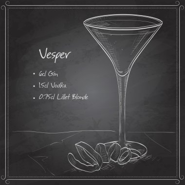 Kara tahta üzerinde kokteyl Vesper
