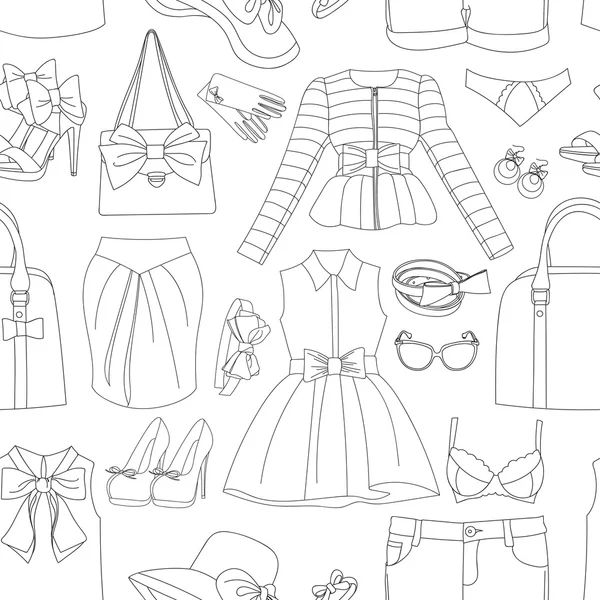Patrón de ropa y accesorios para damas — Archivo Imágenes Vectoriales