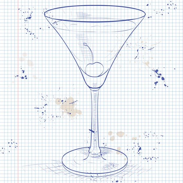 Alcoholische cocktail Rose op een laptop pagina — Stockvector