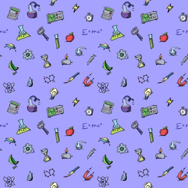 Seamless modeli bilim simgeler karalamalar vektör set