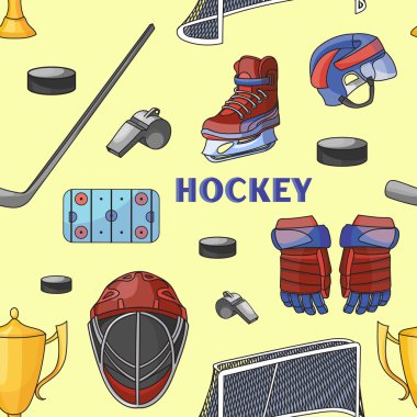 Hand drawn hockey icons pattern clipart