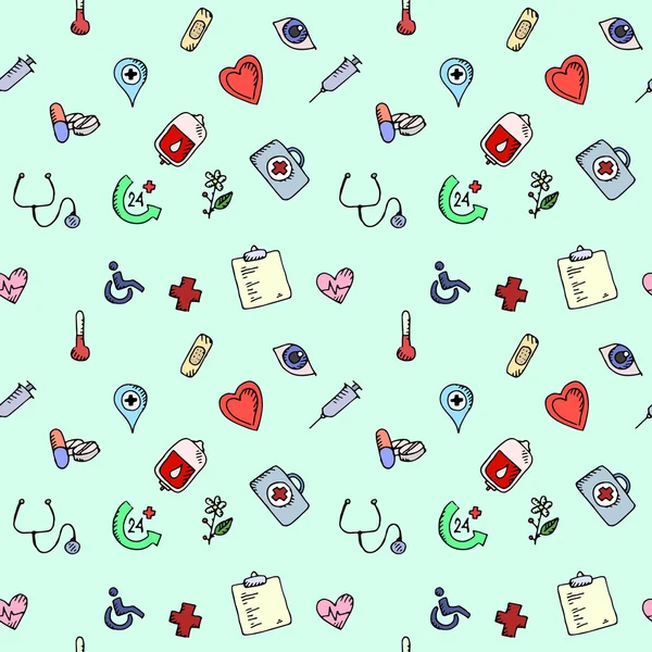 Seamless pattern medical icons set — Stock Vector
