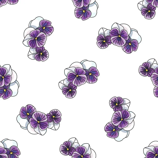Floral pattern with vintage pansies flower — Stock Vector