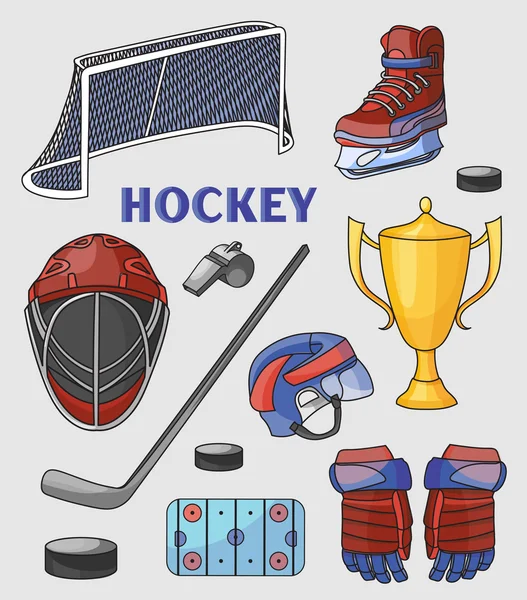 Juego de iconos de hockey — Vector de stock