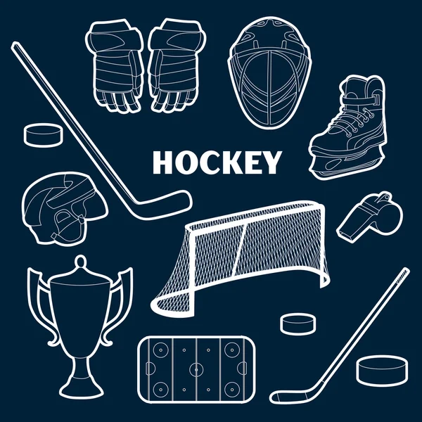 Ensemble d'icônes de hockey — Image vectorielle