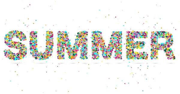 Mot d'été composé de particules colorées — Image vectorielle