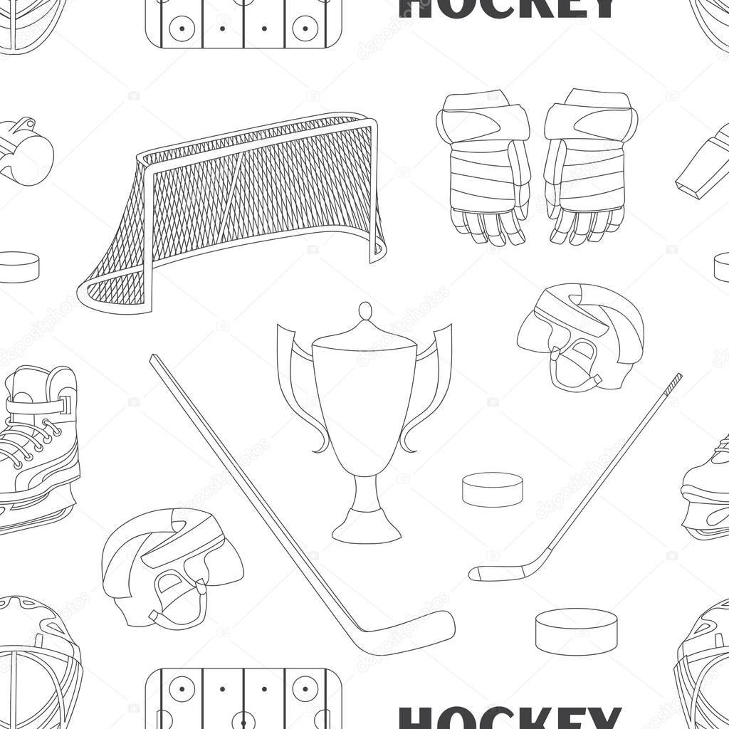 Hand drawn hockey icons pattern