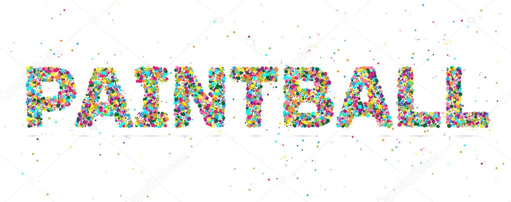 painball word consisting of colored particles