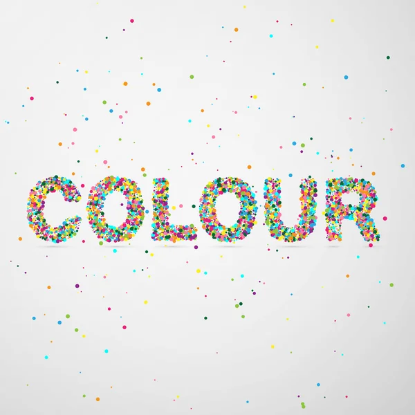 Kata warna yang terdiri dari partikel berwarna - Stok Vektor